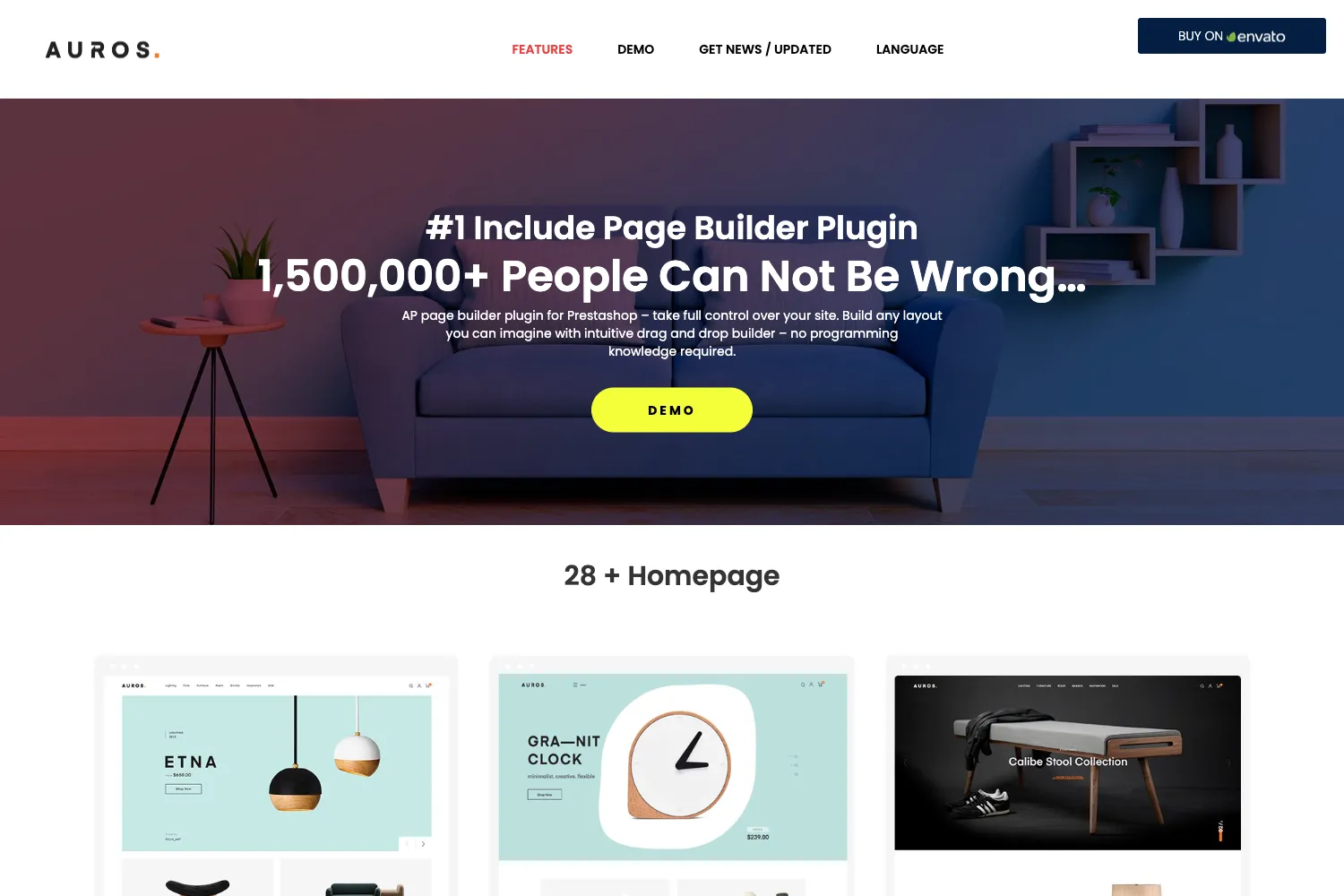 Auros - Furniture Home Decor Prestashop Template