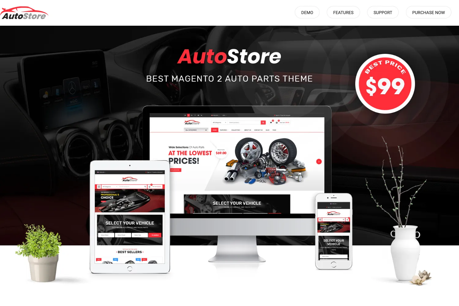 Auto Store - Auto Parts and Equipments Magento 2 Theme with Ajax Attributes Search Module